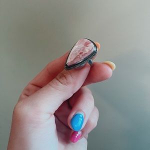 Pink Rhodonite (I believe) metal-sterling silver